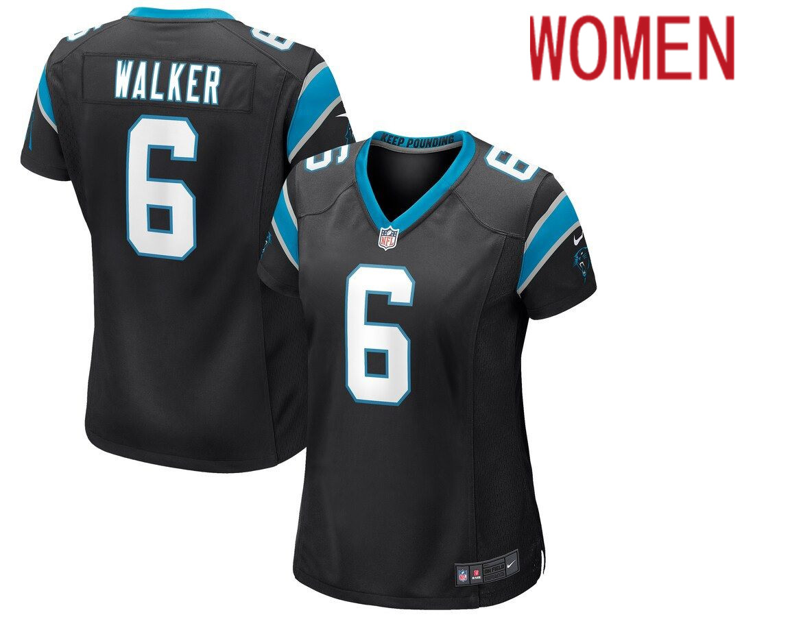 Women Carolina Panthers #6 P.J. Walker Nike Black Game NFL Jersey